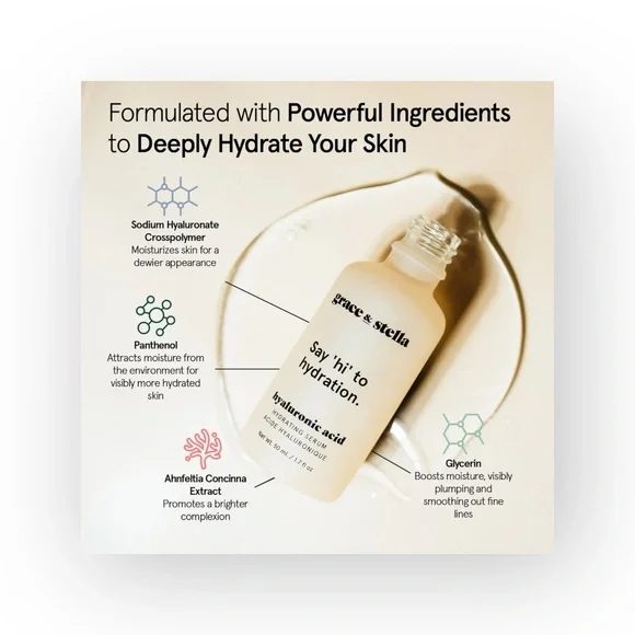 new Grace & Stella ㋛ Hydrating Hyaluronic Acid Serum ㋛ Full Size ㋛ Fresh in Box - Picture 6 of 16